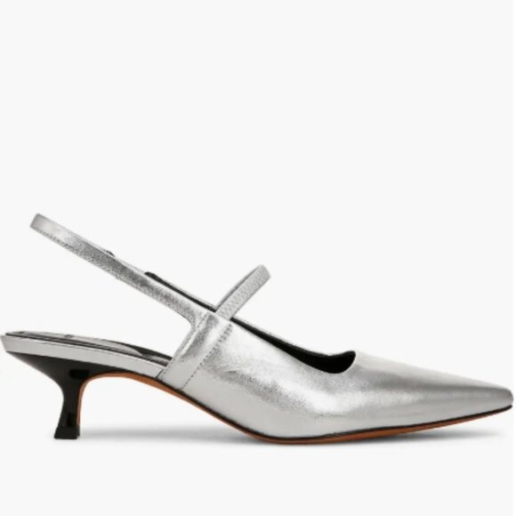Vince Silver Slingback Heels - Picture 2 of 7